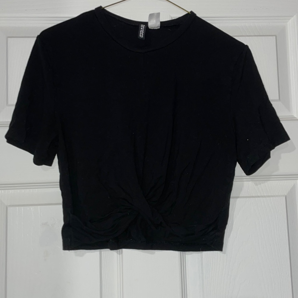 Divided black twist front crop